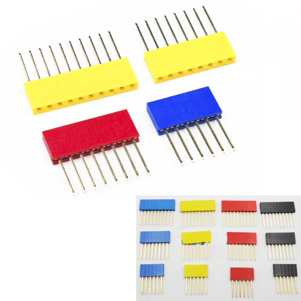 60pcs Colored 2.54mm Single Row Straight Pin Header 11mm Long Pin Socket PCB Connector